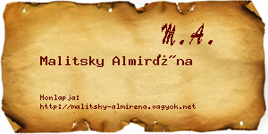 Malitsky Almiréna névjegykártya